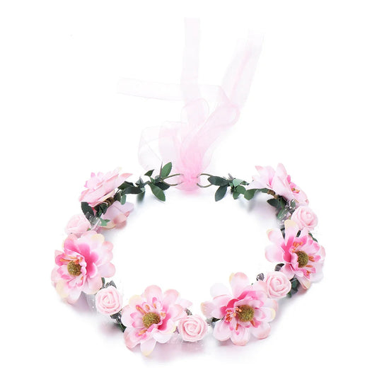 couronne de fleurs bohémya rose