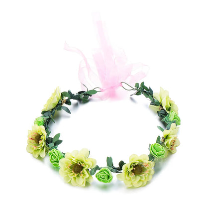 couronne de fleurs bohémya vert