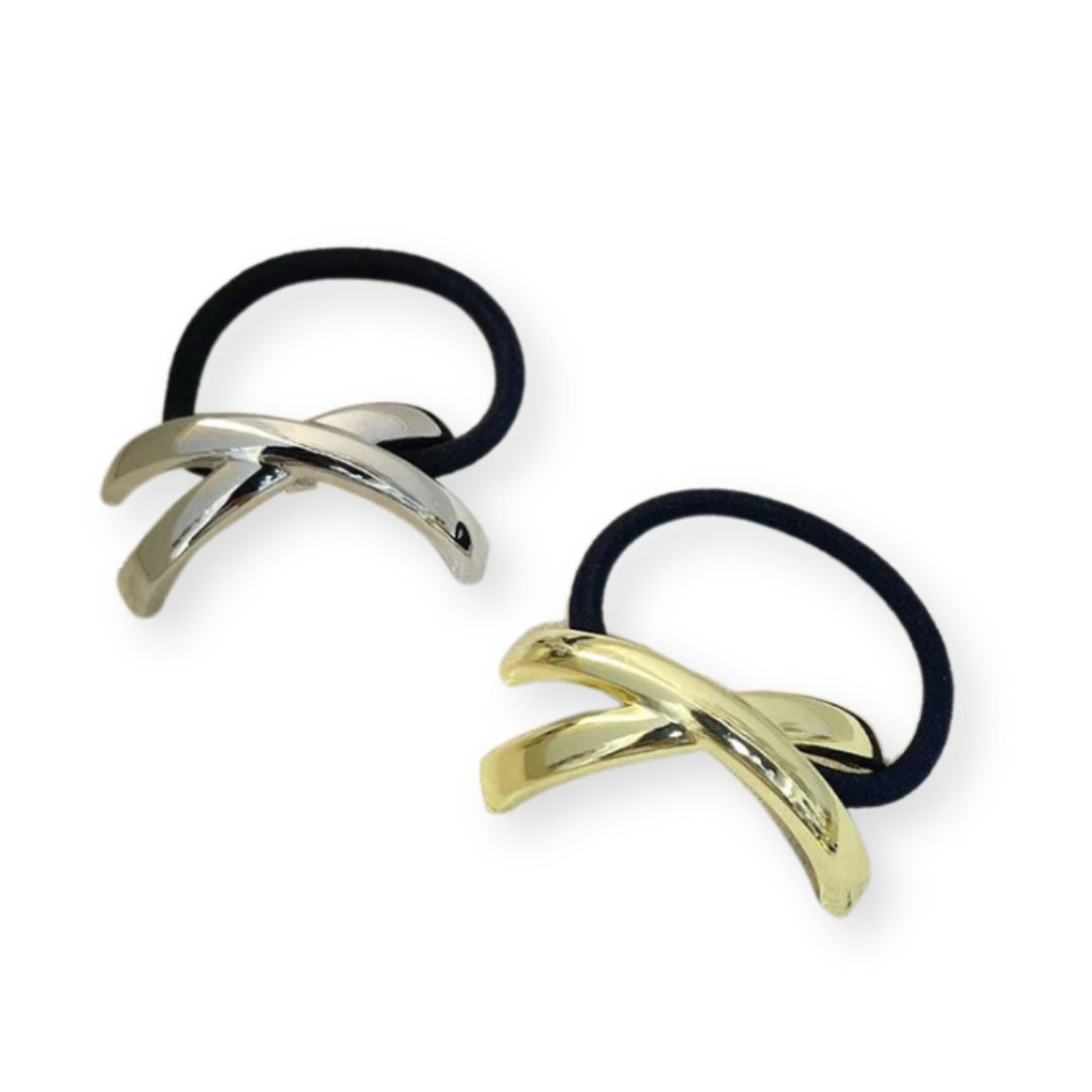 Deux élastiques à cheveux en métal martelé - Version doré et argenté - Chic & Coquette