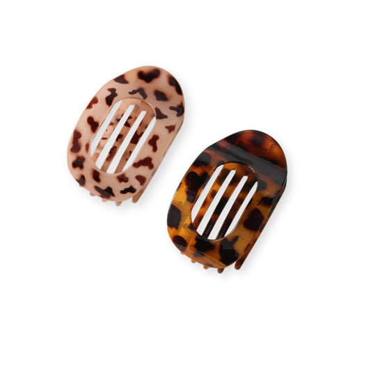Grande pince à cheveux plate ovale léopard – 10 cm 1 - Chic & Coquette