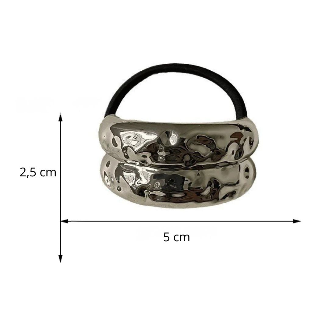 Dimension de l'élastique à cheveux anneau en métal martelé - Chic & Coquette