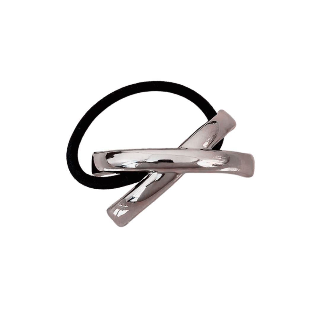 Élastique à cheveux en métal martelé - Version argenté - Chic & Coquette