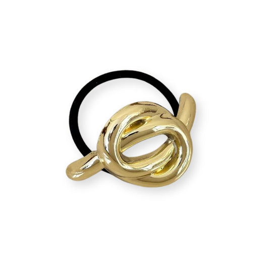 Élastique à cheveux avec noeud spirale en métal - Version doré - Chic & Coquette