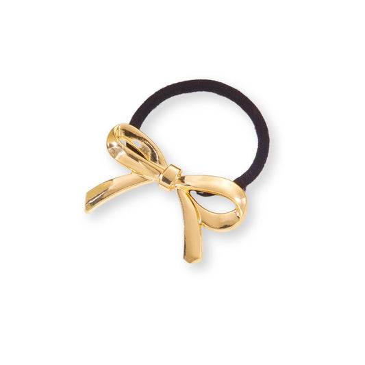Élastique cheveux noir nœud doré Or - Chic & Coquette