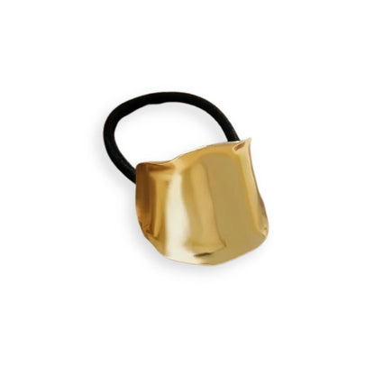 Élastique à cheveux plaque concave en métal doré - Chic & Coquette