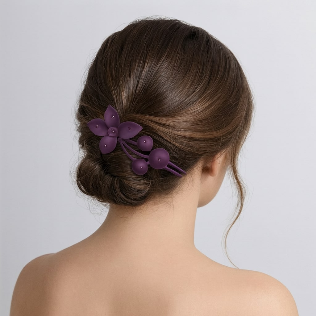 Pince à cheveux fleur mat en acrylique – Bec canard 10,5 cm Rose - Chic & Coquette
