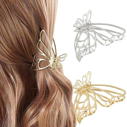 Pince à cheveux papillon ajourée en métal – Coloris argent ou doré Argent - Chic & Coquette