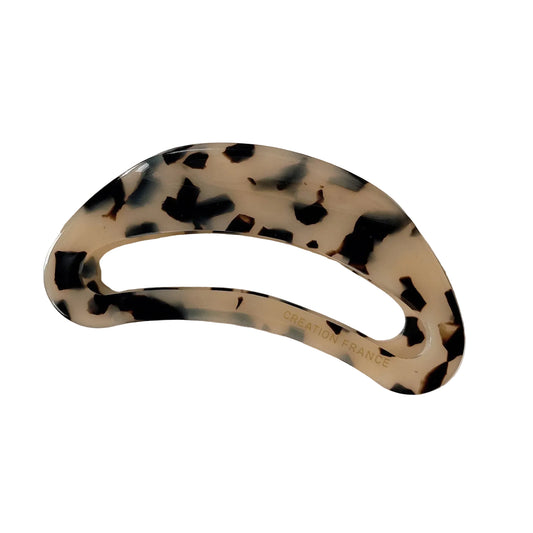 Grande pince à cheveux crabe en acétate léopard demi-lune couleur café - Chic & Coquette