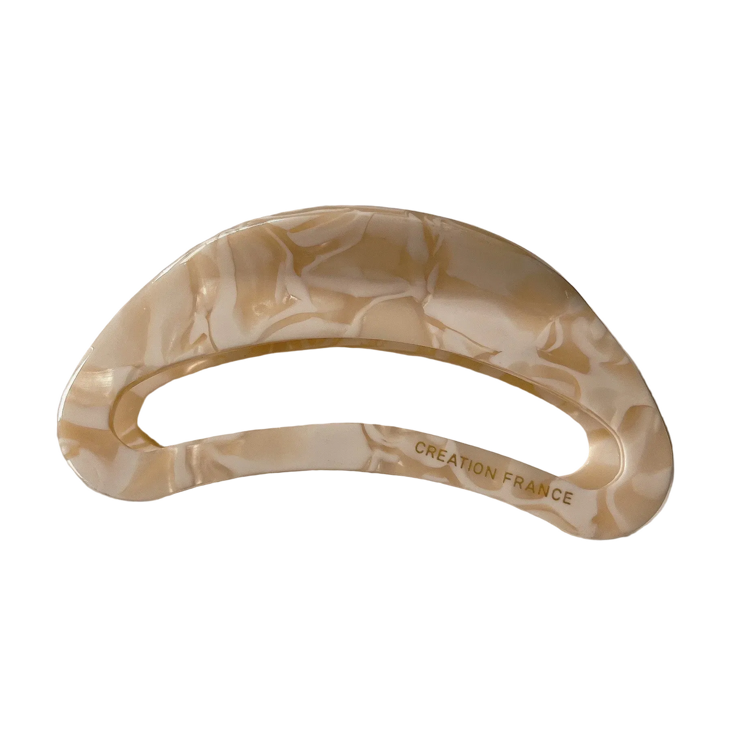 Grande pince à cheveux crabe en acétate léopard demi-lune couleur crème - Chic & Coquette