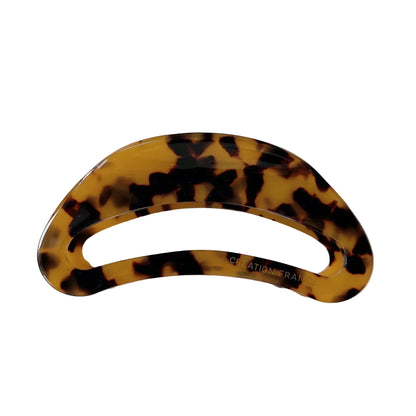 Grande pince à cheveux crabe en acétate léopard demi-lune couleur orange - Chic & Coquette