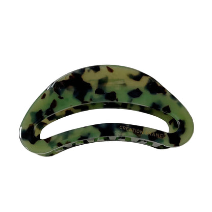 Grande pince à cheveux crabe en acétate léopard demi-lune couleur vert - Chic & Coquette