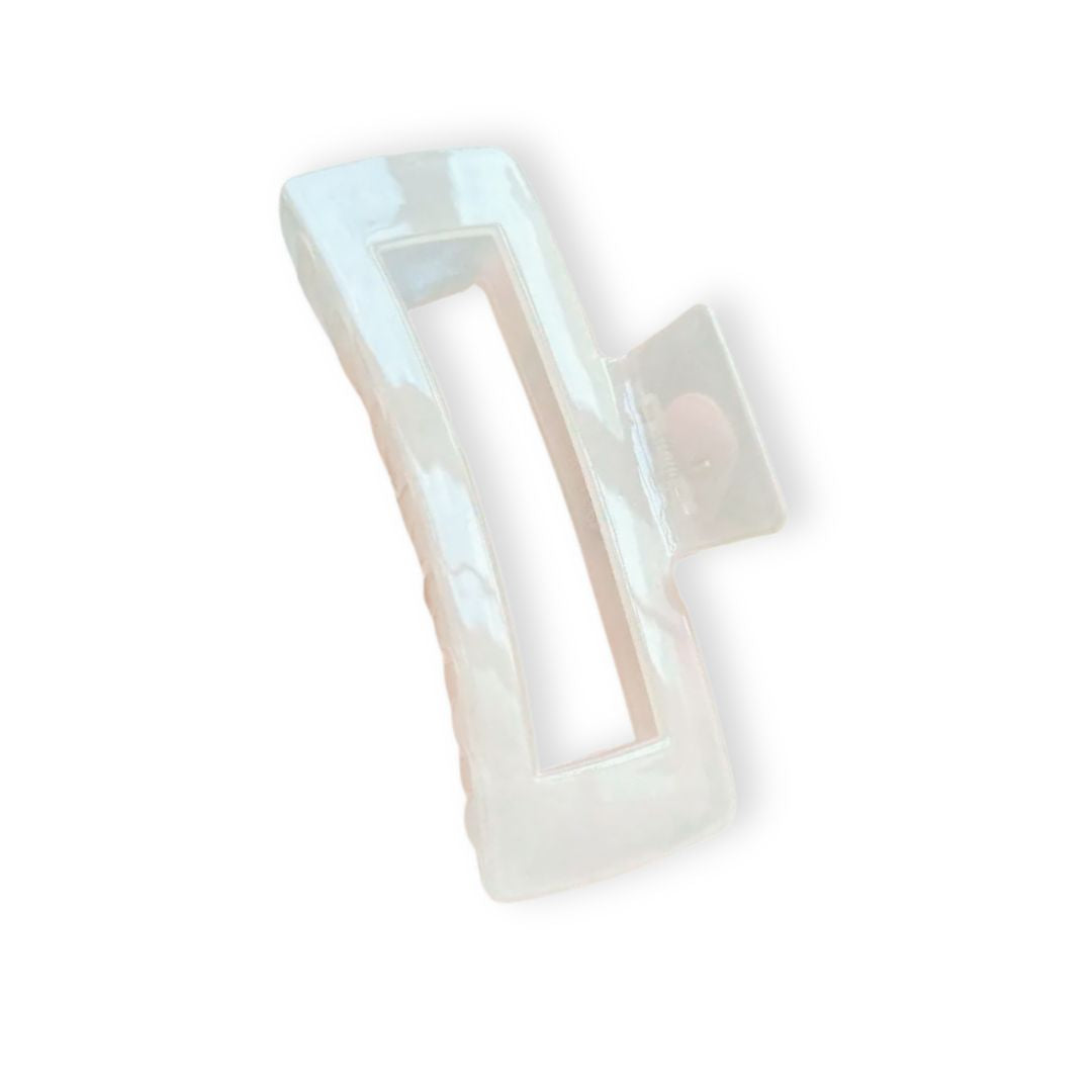 Grande pince à cheveux en acétate blanc - Chic & Coquette