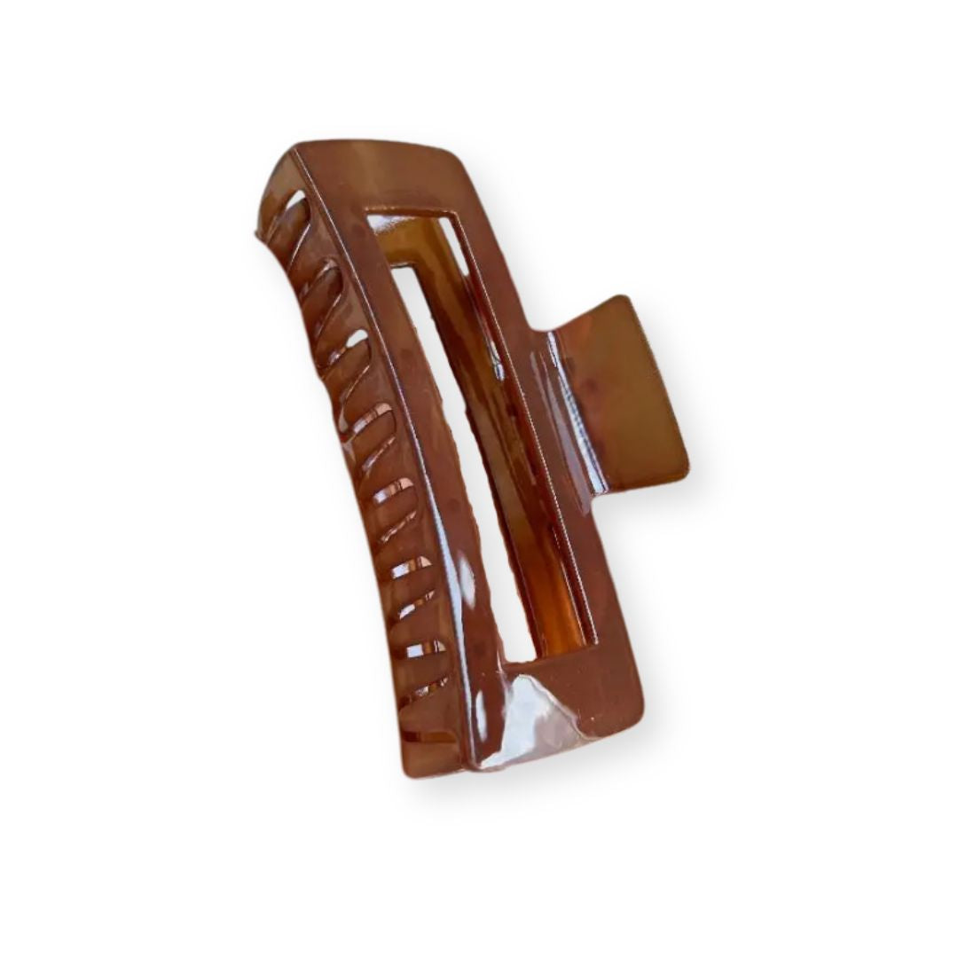 Grande pince à cheveux en acétate marron - Chic & Coquette