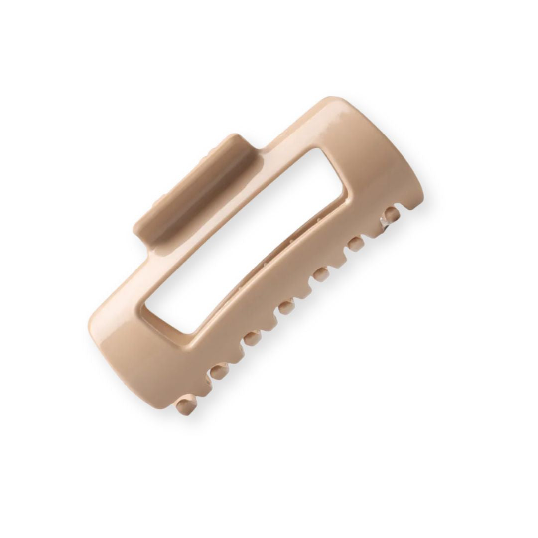 Grande pince à cheveux crabe en silicone flexible beige - Chic & Coquette