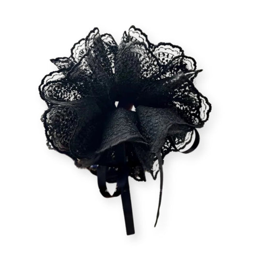 Gros chouchou satiné fil de soie Noir - Chic & Coquette
