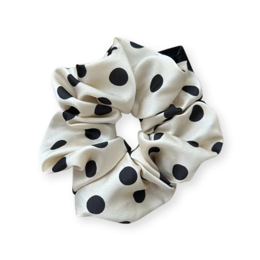 Gros chouchou en satin à pois Noir - Chic & Coquette