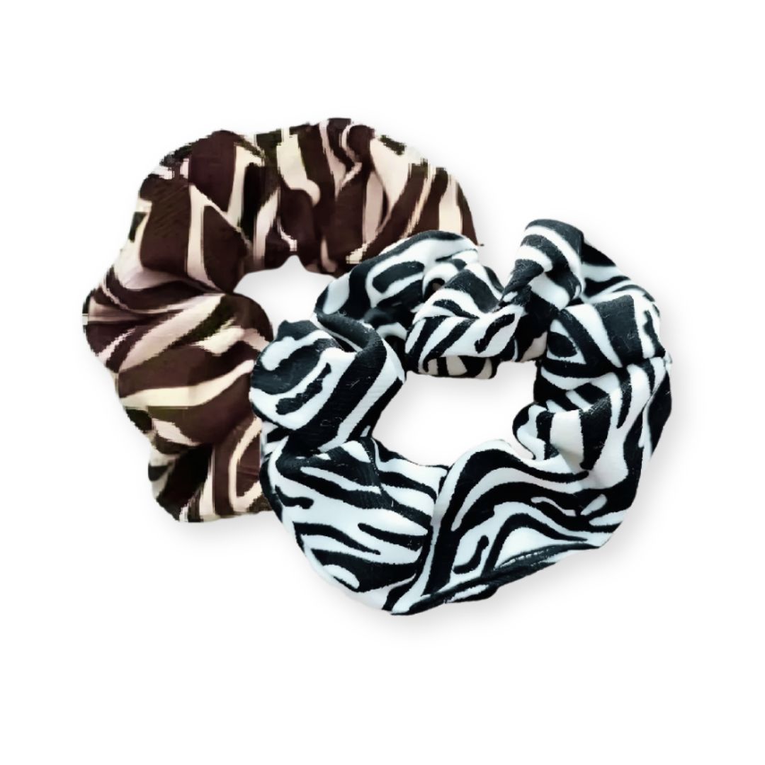 Lot de 2 chouchous léopard motif zèbre en tissu épais - Chic & Coquette