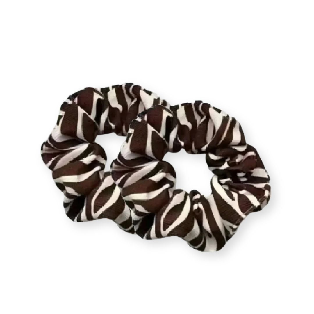 Lot de 2 chouchous léopard motif zèbre couleur blanc et marron en tissu épais - Chic & Coquette