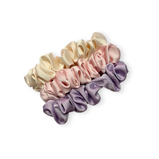 Mini chouchou élastique en soie – Lot de 3 pièces Colorés 1 - Chic & Coquette