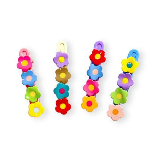 Barrettes cheveux mini fleurs colorées – Lot de 4 pièces Default Title - Chic & Coquette