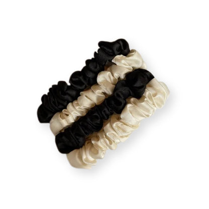 Mini chouchou élastique en soie – Lot de 4 pièces Crèmes 4 - Chic & Coquette