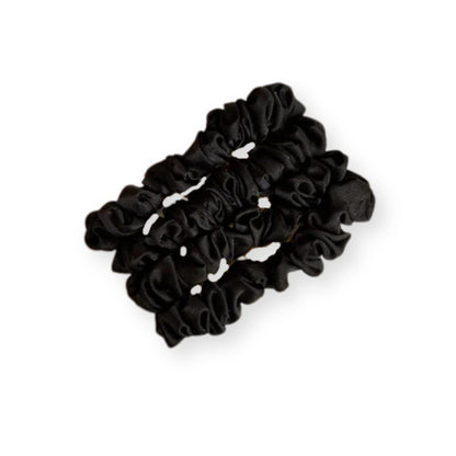 Lot de 4 mini chouchou élastique cheveux en soie Noir - Chic & Coquette