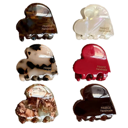 Lot de 6 mini pinces à cheveux coeur en acétate - Chic & Coquette