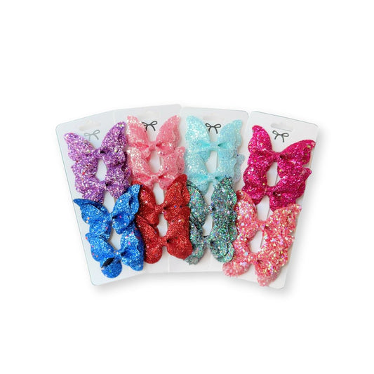 4 barrettes bébé fille nœud papillon brillant à paillettes 1 - Chic & Coquette