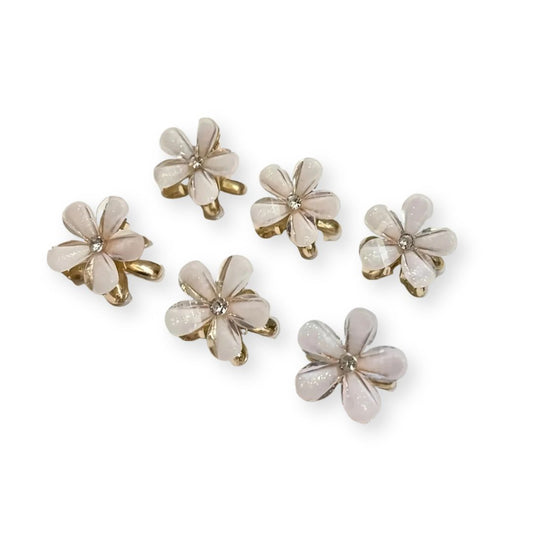 Petites pinces à cheveux fleurs perles colorées – Lot de 3 ou 6 Blanc - Chic & Coquette