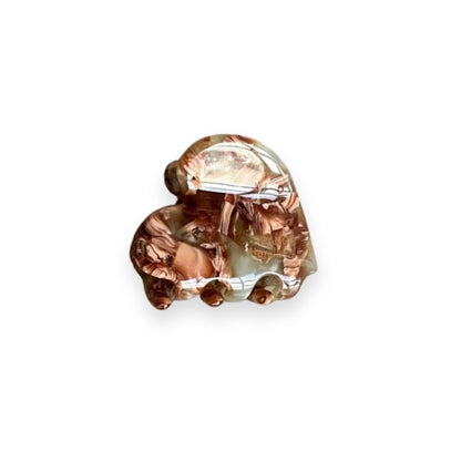 Mini pince à cheveux coeur cacao en acétate - Chic & Coquette