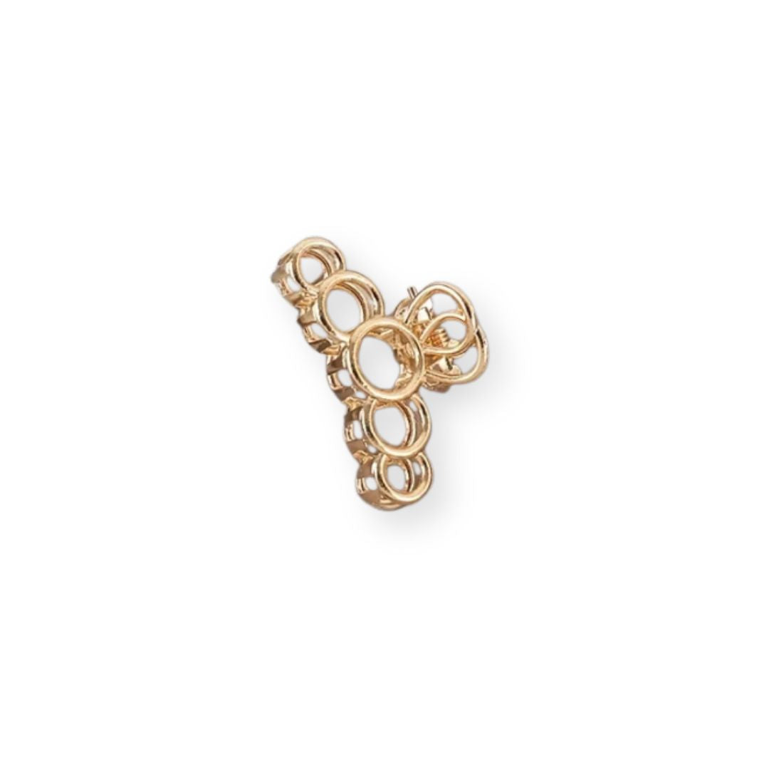 Petite pince à cheveux crabe géométrique en forme de cercle en or creux - Chic & Coquette