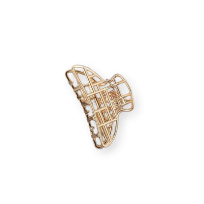 Petite pince à cheveux crabe géométrique en forme de maille en or creux - Chic & Coquette