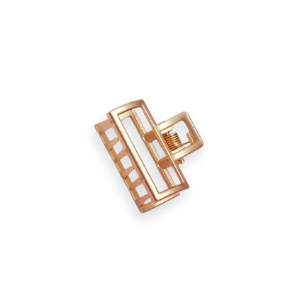 Petite pince à cheveux crabe géométrique en forme de rectangle en or creux - Chic & Coquette