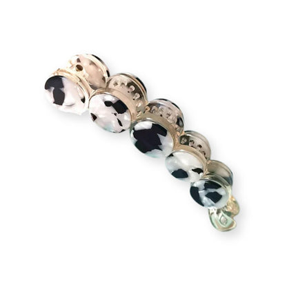 Pince à cheveux banane en acétate écaille de tortue léopard noir et blanc - Chic & Coquette