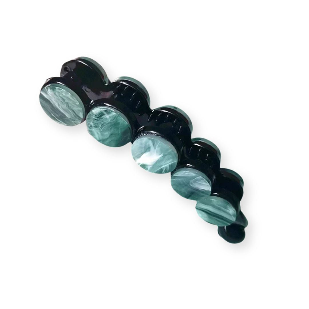 Pince à cheveux banane en acétate style rond de marbre bleu vert - Chic & Coquette