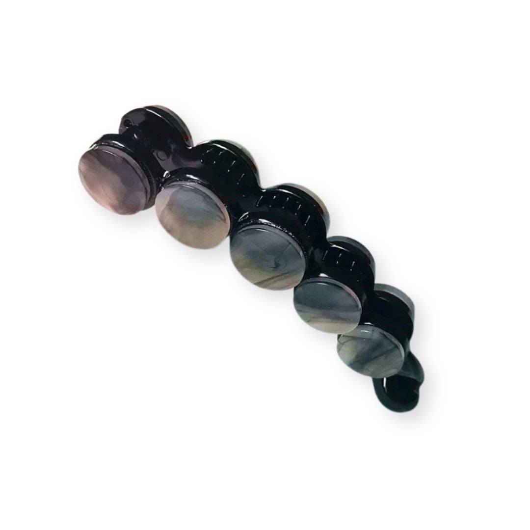 Pince à cheveux banane en acétate style rond de marbre gris foncé - Chic & Coquette