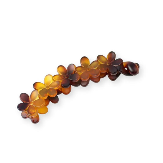 Pince à cheveux banane ornée de fleurs en plastique Saumon - Chic & Coquette