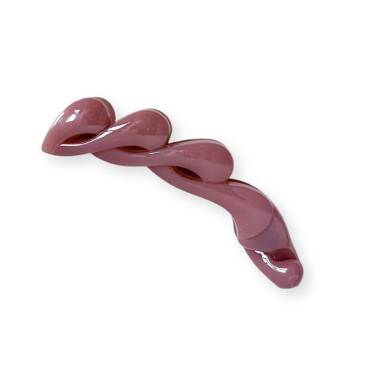 Pince à cheveux banane torsadée brillante en plastique – Coloris chic Rose - Chic & Coquette