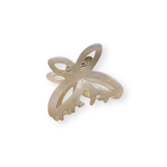 Pince à cheveux crabe en acétate forme papillon Blanc - Chic & Coquette
