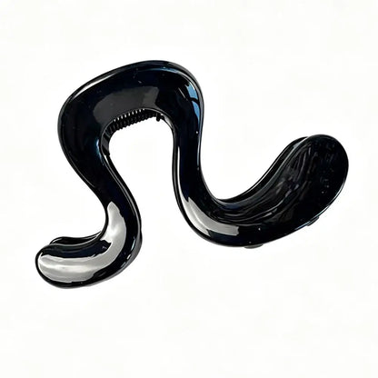 Pince à cheveux crabe acétate brillant en forme de S couleur noir - Chic & Coquette
