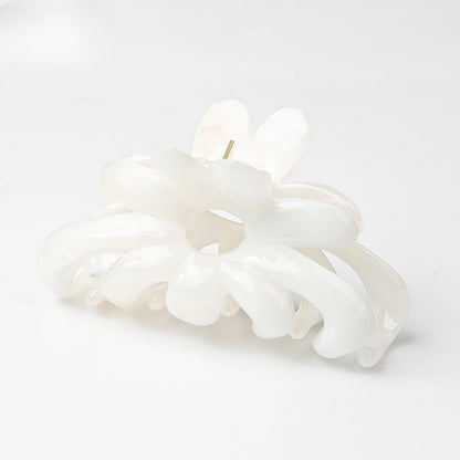 Pince à cheveux crabe en acétate style fleurs en aquarelle Blanc - Chic & Coquette