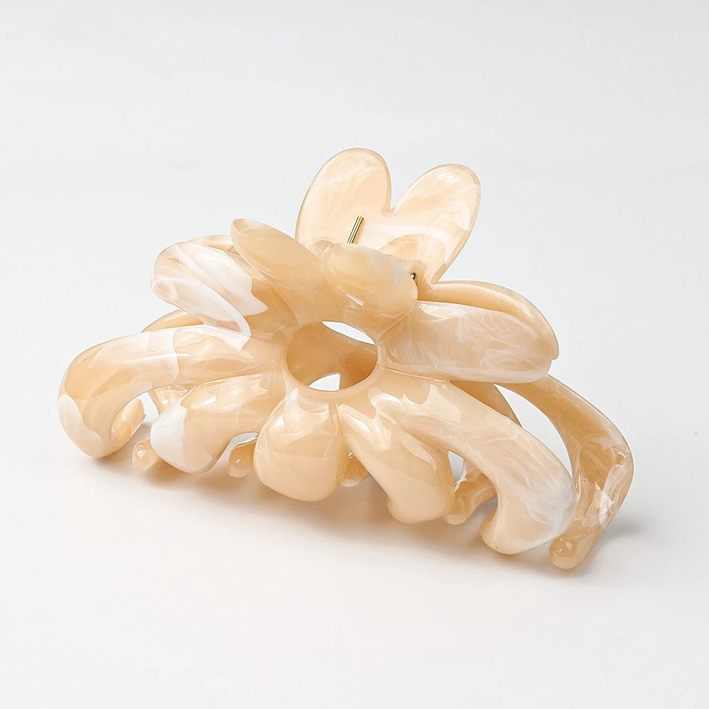 Pince à cheveux crabe en acétate style fleurs en aquarelle Orange - Chic & Coquette