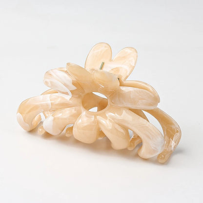 Pince à cheveux crabe en acétate style fleurs en aquarelle Orange - Chic & Coquette