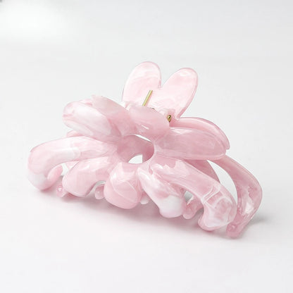 Pince à cheveux crabe en acétate style fleurs en aquarelle Rose fond gris - Chic & Coquette