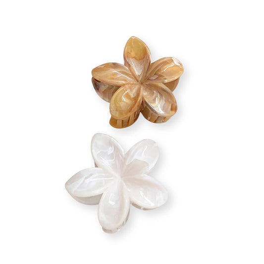 Pinces à cheveux floral marbré style hawaïenne Blanc-marron - Chic & Coquette