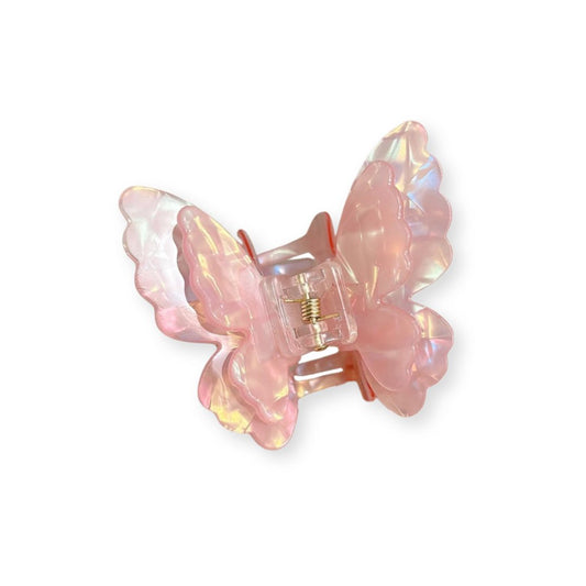 Pince à cheveux papillon en acétate nacré Blanc - Chic & Coquette