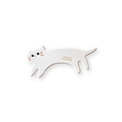 Pince à cheveux petit Chat en acétate Blanc - Chic & Coquette
