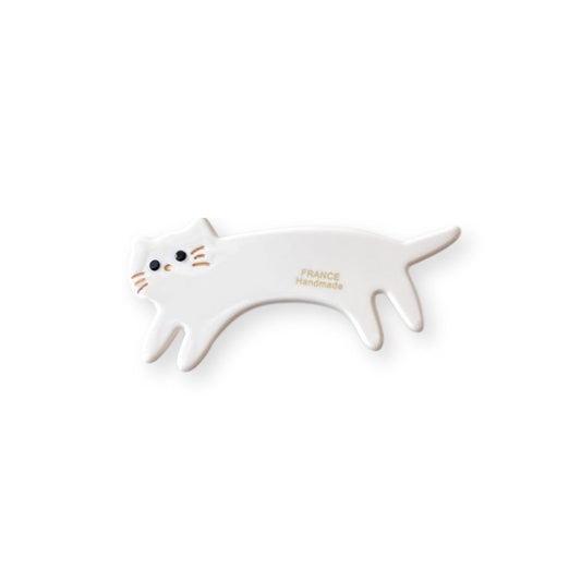 Pince à cheveux petit Chat en acétate Blanc - Chic & Coquette