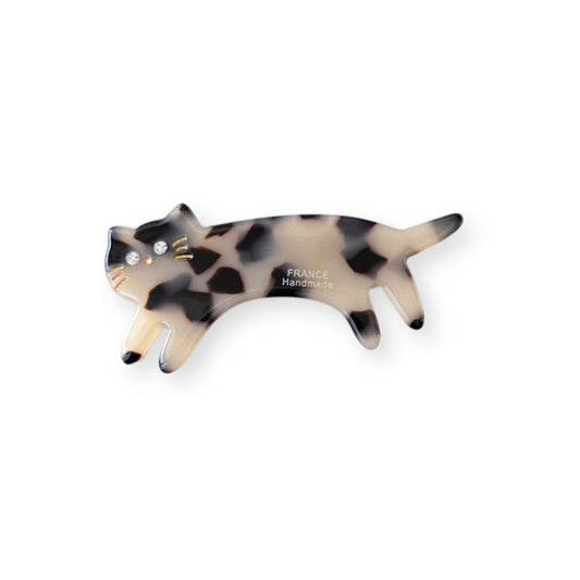 Pince à cheveux petit Chat en acétate tacheté 1 - Chic & Coquette