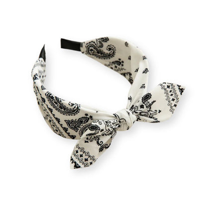 Serre tête Nœud Bandana Paisley Blanc - Chic & Coquette